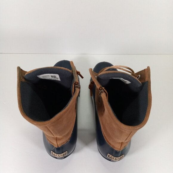 Sperry Duck Boots Women 11 Rain Blue Brown Side Zip STS98305 Outdoor - Picture 10 of 15